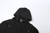 Stylish Solid-color Mesh Paneling Loose-fitting Hooded Top XS-87505