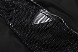 Stylish Solid-color Mesh Paneling Loose-fitting Hooded Top XS-87505