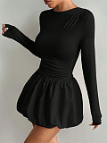 New Arrival Elegant Slim-Fit Long-Sleeved Elastic Flared Dress RS-1200