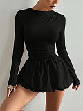 New Arrival Elegant Slim-Fit Long-Sleeved Elastic Flared Dress RS-1200