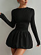 New Arrival Elegant Slim-Fit Long-Sleeved Elastic Flared Dress RS-1200