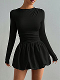 New Arrival Elegant Slim-Fit Long-Sleeved Elastic Flared Dress RS-1200