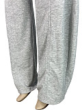 Casual Hooded Top and Wide-leg Pants Two-piece Set With Drawstring Ties RS-25072