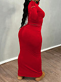 New arrival Plus-size solid Color Long-sleeved Top and Bodycon Skirt Two-piece Set NNWY-8161