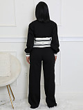 Autumn/Winter High-neck Zip-up Top and Color-blocked Trousers Set HANI-3066