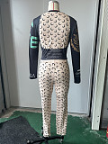 Fashion Moon Print Design Stretch Slim-Fit Long-Sleeved Top and Pants Set YZY-8975