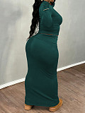 New arrival Plus-size solid Color Long-sleeved Top and Bodycon Skirt Two-piece Set NNWY-8161