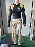 Fashion Moon Print Design Stretch Slim-Fit Long-Sleeved Top and Pants Set YZY-8975