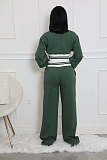 Autumn/Winter High-neck Zip-up Top and Color-blocked Trousers Set HANI-3066