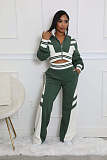 Autumn/Winter High-neck Zip-up Top and Color-blocked Trousers Set HANI-3066