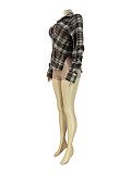 Stylish Plaid Casual V-neck Shirt With Folded Sleeves and Side Slits RS-25070
