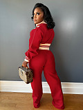 Autumn/Winter High-neck Zip-up Top and Color-blocked Trousers Set HANI-3066