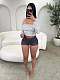 New Arrival Sexy Strapless Polka Dot Print Top and Shorts Three-Piece Set XS-1865