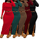 New arrival Plus-size solid Color Long-sleeved Top and Bodycon Skirt Two-piece Set NNWY-8161