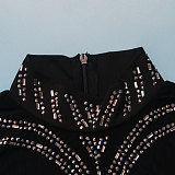 Sexy Mesh Rhinestone Embellished Waist-Hugging Bodycon Dress NY-3192