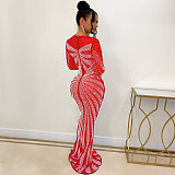 Sexy Rhinestone Embellished Floor-Length Evening Dress NY-2639