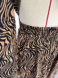 Autumn Zebra Print European American Long Sleeved Lapel Shirt Retro Two-piece Set QZ-3932