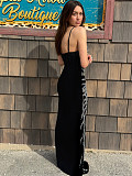 Sexy Rhinestone Embellished Strappy Waist-Cinching Elastic Bodycon Long Dress NY-3188