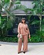 Lapel Knitted Cardigan And Wide-leg Trousers Two Pieces QZ-3777