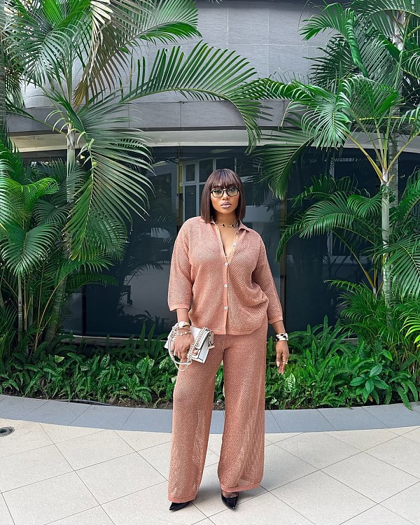 Lapel Knitted Cardigan And Wide-leg Trousers Two Pieces QZ-3777
