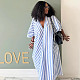 Loose Long Striped V-neck Dress For Women African Chic For Summer QZ-7245