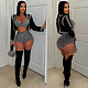 Black Elegant Rhinestone Jacket Camisole Rhinestone Shorts Three-Piece Suit NY-3508