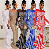 Sexy Rhinestone Embellished Floor-Length Evening Dress NY-2639