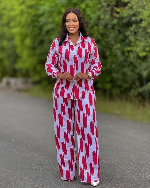 African Women Loose Long-sleeved Shirt For Spring Autumn Long Pants Amazon Two Pieces QZ-1889