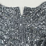 Sexy Sequined Split-hem Mini Bodycon Dress  NY-3365