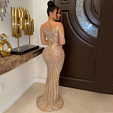 Sexy Rhinestone Embellished Floor-Length Evening Dress NY-2639
