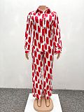 African Women Loose Long-sleeved Shirt For Spring Autumn Long Pants Amazon Two Pieces QZ-1889