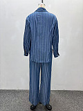 Casual Lapel Cardigan Striped Shirt For Women African Lady Two Pieces QZ-7335