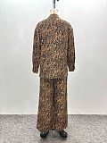 Autumn Zebra Print European American Long Sleeved Lapel Shirt Retro Two-piece Set QZ-3932