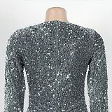 Sexy Sequined Split-hem Mini Bodycon Dress  NY-3365