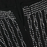 Sexy Rhinestone Embellished V-neck Sleeveless Waist-cinching Bodycon Dress NY-3185