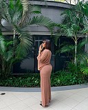 Lapel Knitted Cardigan And Wide-leg Trousers Two Pieces QZ-3777