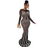 Sexy Rhinestone Embellished Floor-Length Evening Dress NY-2639