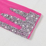 Sexy Rhinestone Embellished See-Through Patchwork Slit Dress NY-3369
