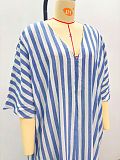 Loose Long Striped V-neck Dress For Women African Chic For Summer QZ-7245