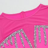 Sexy Rhinestone Embellished See-Through Patchwork Slit Dress NY-3369