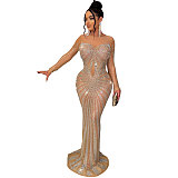 Sexy Rhinestone Embellished Floor-Length Evening Dress NY-2639