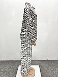 Casual Loose-fitting Long-sleeved Printed Lapel Shirt and Wide-leg Pants Two-piece Set QZ-3993