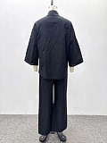 New Style Studded Collar Cardigan Long-sleeved Top and Trousers Two-piece Set QZ-7210