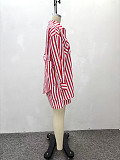 Stylish and Casual Vertical Striped Long-sleeved Shirt and Shorts Set QZ-7337