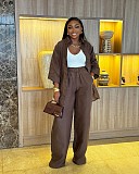 Fashion Casual Three-Quarter Sleeve Top and Pants Two-Piece Set QZ-1626