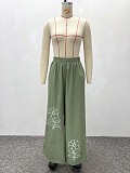 Stylish Vintage French Embroidered Shirt and Trousers Set QZ-7654