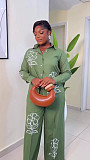 Stylish Vintage French Embroidered Shirt and Trousers Set QZ-7654