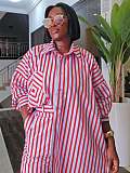 Stylish and Casual Vertical Striped Long-sleeved Shirt and Shorts Set QZ-7337