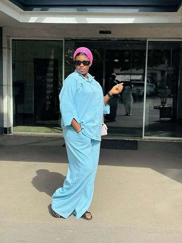 Casual Long-sleeved Lapel Shirt and Trousers Two-piece Set QZ-7588