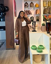Fashion Casual Three-Quarter Sleeve Top and Pants Two-Piece Set QZ-1626